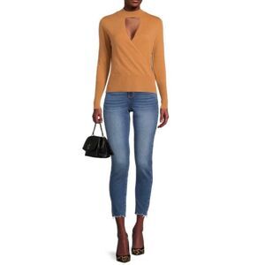 NWT Womens Love Trend New York Cold Chest  Cutout Fine Gauge Sweater - Sz L